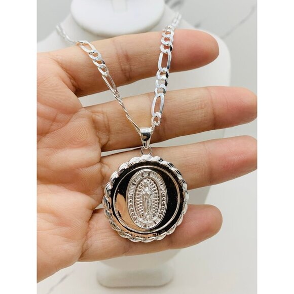 ❤️ 925 Sterling Silver Pendant & Necklace Virgin Mary- our lady of Guadalupe
